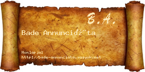 Bade Annunciáta névjegykártya